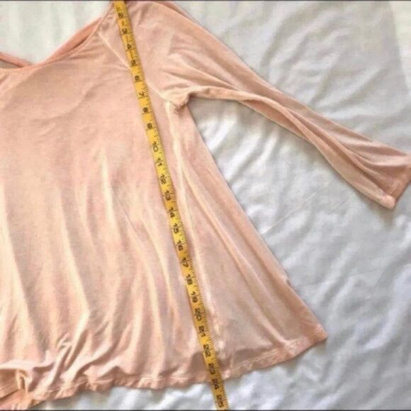 American Eagle Soft & Sexy Ballet Top Tee Peach Criss Cross Back Sz Small EUC - Picture 5 of 7
